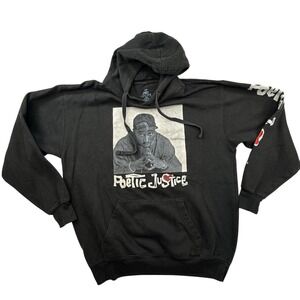 Poetic Justice Tupac Shakur Graphic Hoodie Black Cotton Blend‎ Men's M